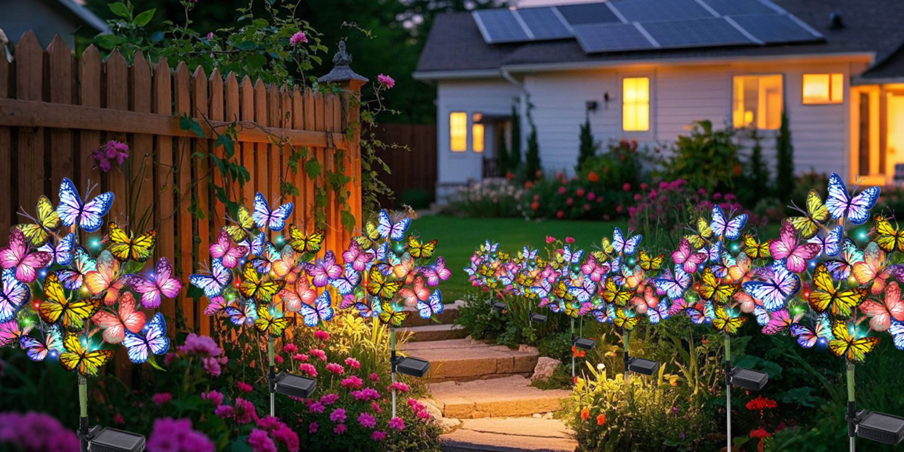 Adecorty Solar Garden Lights Outdoor Waterproof Decorative Solar